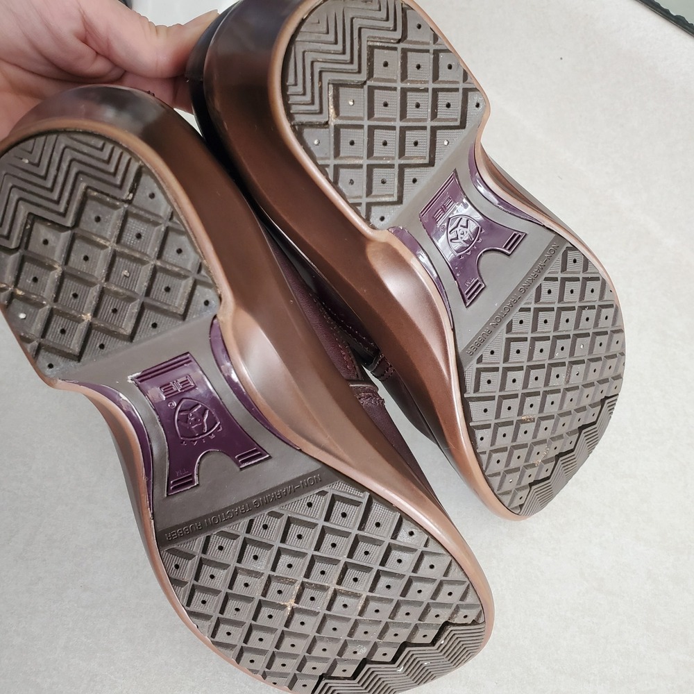 Ariat Sutter Brown Leather Slip On Wedge Shoes Comfort Antifatigue ATS Sole 8.5B - Picture 14 of 15